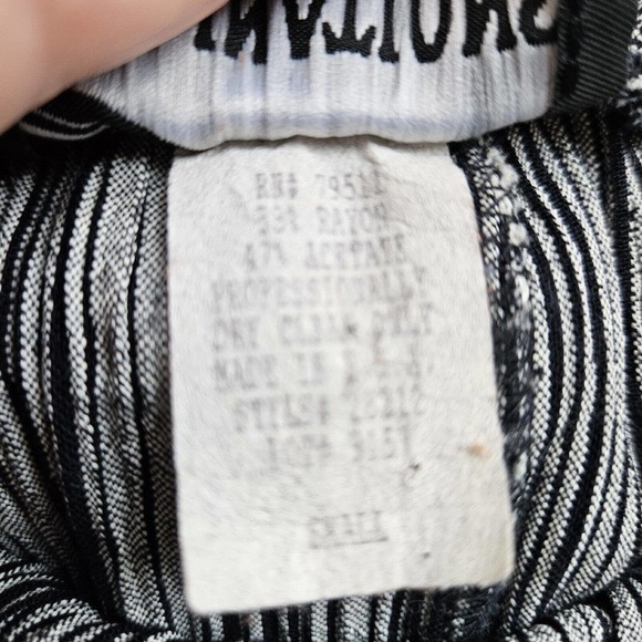 Inclinations Womens Sz S Pull On Tie Waist Straight Leg Pants BlackWhite Striped - Picture 8 of 8